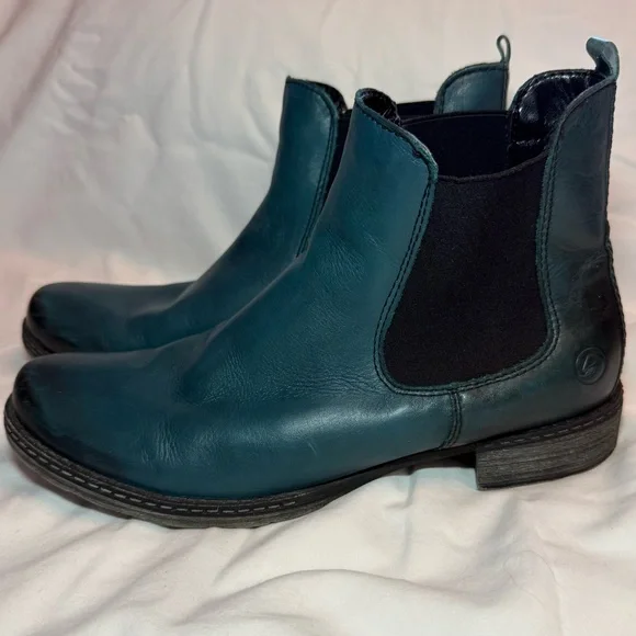 Remonte Teal Leather Ankle Boots - Picture 2 of 9